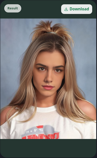 Portrait de face aux cheveux longs · ezvideo.io · capture du résultat de l’échange de visage