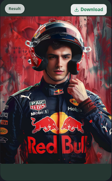 Portrait avec casque de course · ezvideo.io · capture du résultat de l’échange de visage